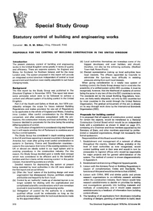 Special Study Group. Statutory Control of Building and Engineering Works