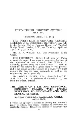 The design of steel and reinforced concrete pillars, with special reference to secondary and acciden