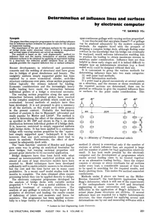 Determination of Influence Lines and Surfaces by Electronic Computer