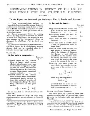 Recommendations in Respect of the Use of High Tensile Steel for Structural Purposes Appendix II To t