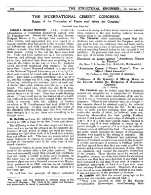 The International Cement Congress. Report of the Discussion of Papers read before the Congress (Cont