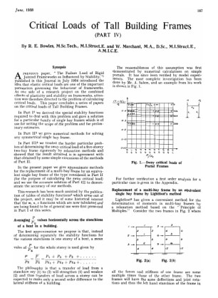Critical Loads of Tall Building Frames (PART IV)