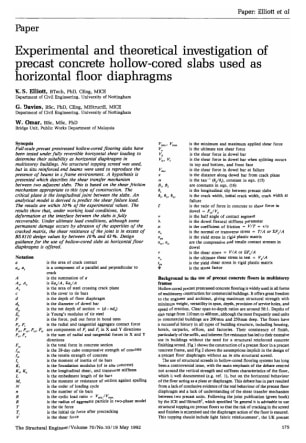 Experimental and Theoretical Investigation of Precast Concrete Hollow-Cored Slabs used as Horizontal
