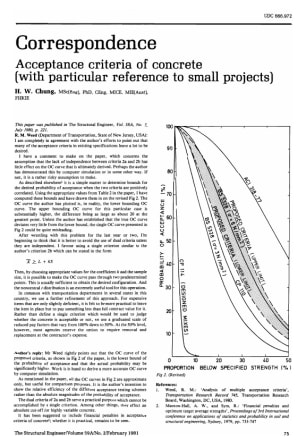Correspondence on Acceptance Criteria of Concrete (With Particular Reference to Small Projects) by H