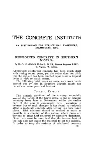 Reinforced concrete in Southern Nigeria