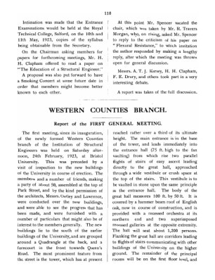 Western Counties Branch Report of the First Meeting