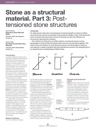 Stone as a structural material. Part 3: Post-tensioned stone structures