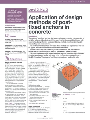 Technical Guidance Note (Level 3, No. 3): Application of design methods of post-fixed anchors in concrete