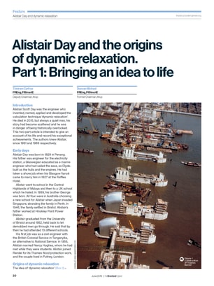 Alistair Day and the origins of dynamic relaxation. Part 1: Bringing an idea to life