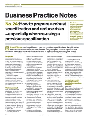 Business Practice Note No. 24: How to prepare a robust specification and reduce risks