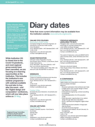 Diary dates (May 2020)