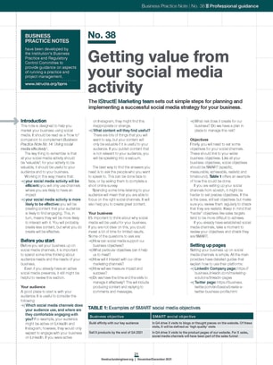 Business Practice Note No. 38: Getting value from your social media activity