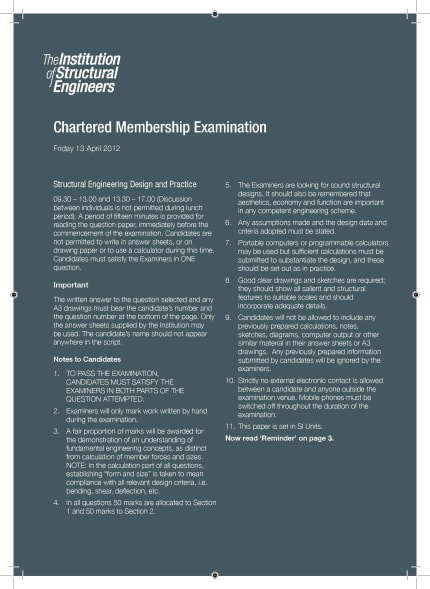 Chartered Membership Exam 2012 Past Paper And Sample Solutions