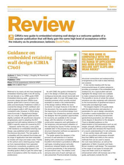 Book Review Guidance On Embedded Retaining Wall Design Ciria C760 The Institution Of Structural Engineers