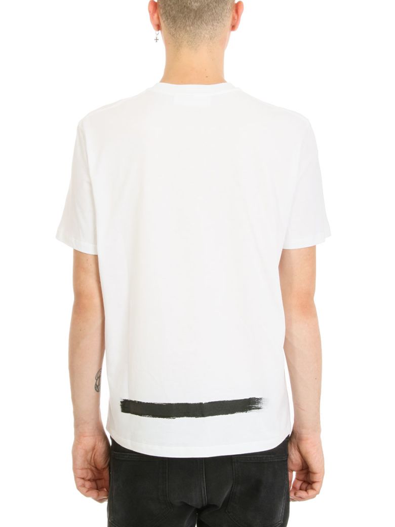 NEIL BARRETT Brushstroke White Cotton T-Shirt | ModeSens