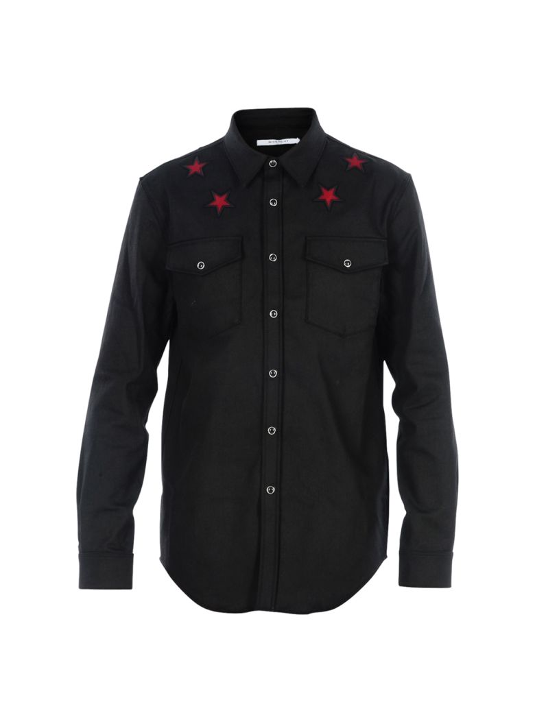 GIVENCHY Star Embroidered Shirt in Black | ModeSens