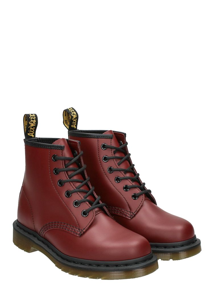 DR. MARTENS 101 Smooth Lace-Up Boots, Red | ModeSens