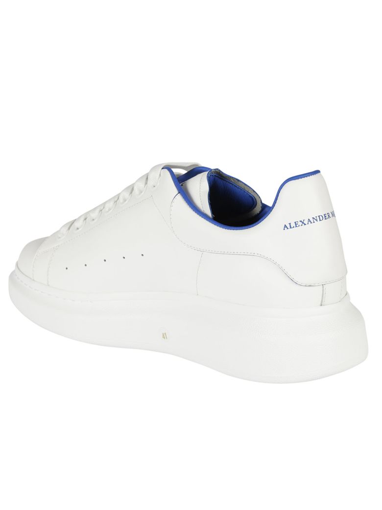 white and navy blue alexander mcqueen sneakers