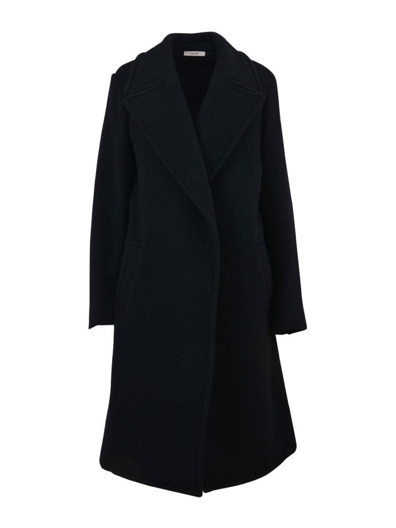 CELINE Double Wool & Alpaca Coat in Black|Nero | ModeSens