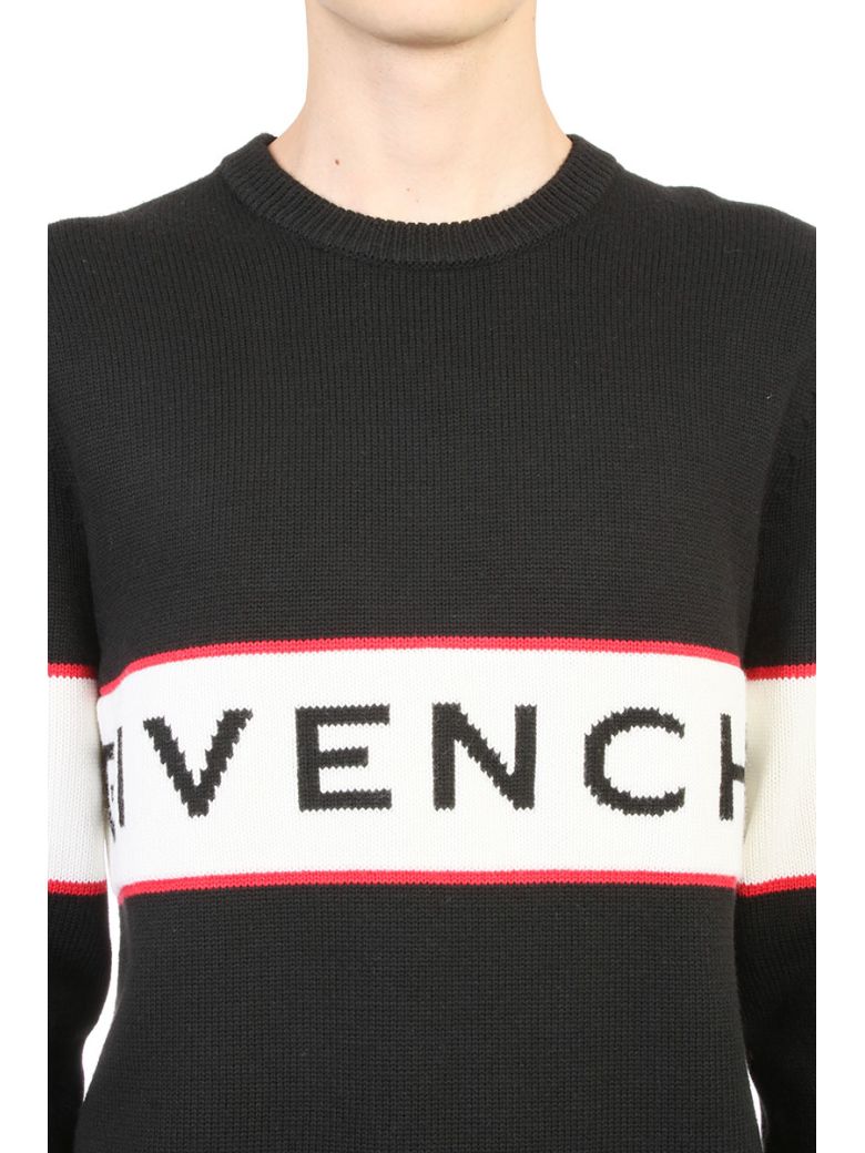 GIVENCHY Logo-Stripe Wool Sweater, Black | ModeSens