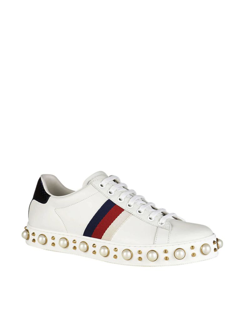 gucci ace embellished leather sneakers