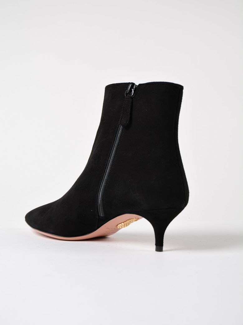 AQUAZZURA Quant Suede Ankle Boots in Black | ModeSens