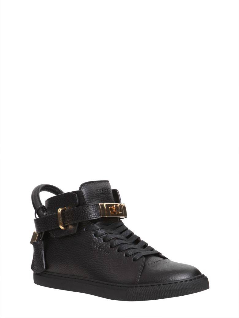 BUSCEMI Classic Leather High Top Sneakers in Nero | ModeSens
