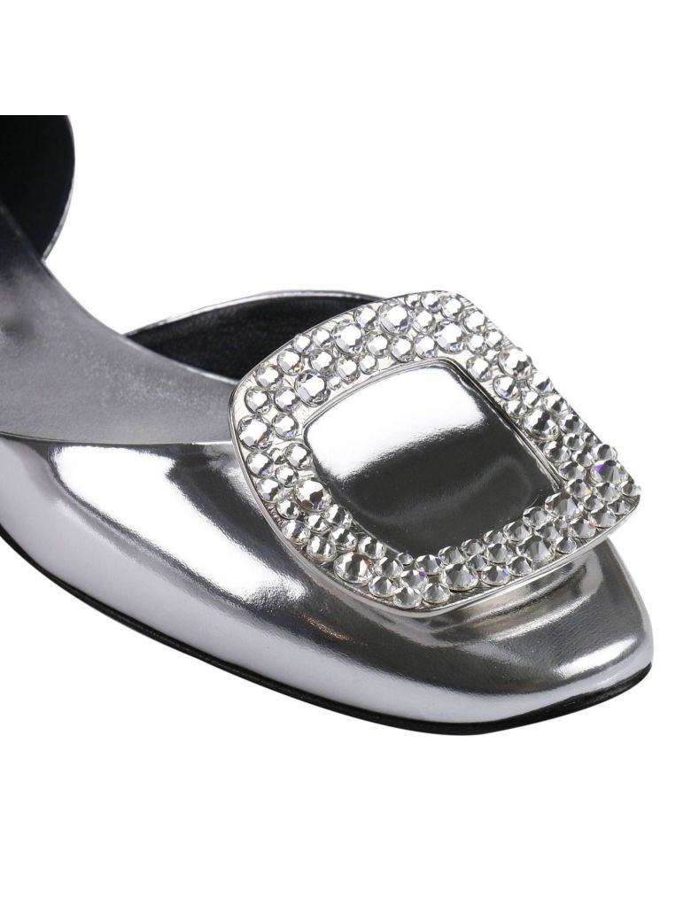 ROGER VIVIER Chips Crystal-Embellished Metallic Leather Ballerinas in ...