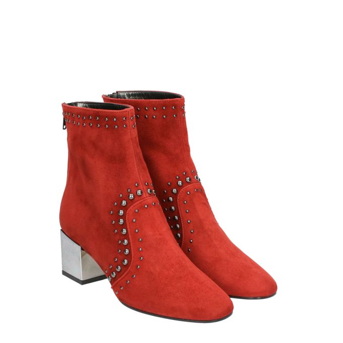 Marc Ellis Red Suede Leather Zipped Boots展示图