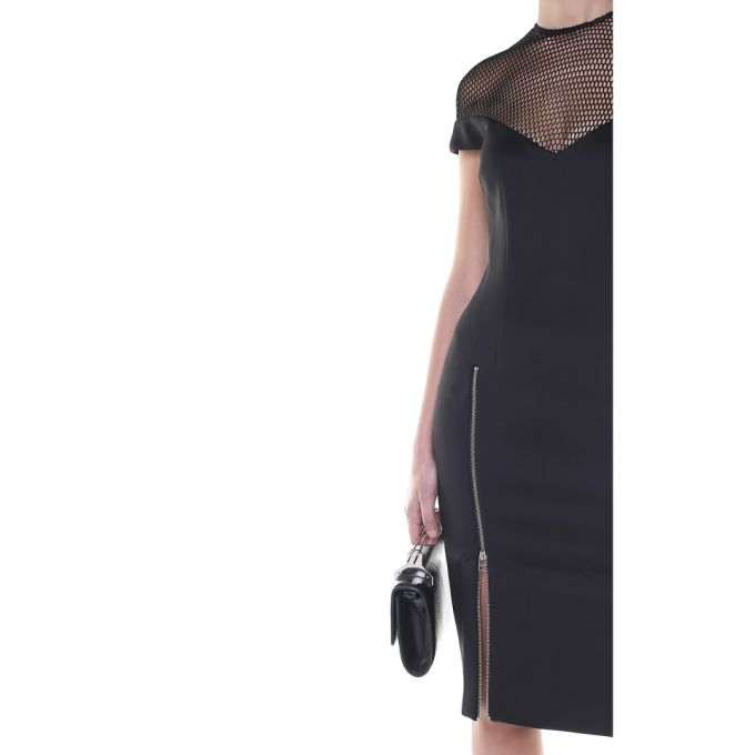 Vatanika Design Zipped Mesh And Stretch-crepe Midi Dress展示图