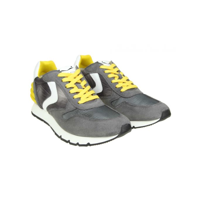 Voile Blanche "liam Power" Sneakers In Suede And Canvas Gray Colour展示图