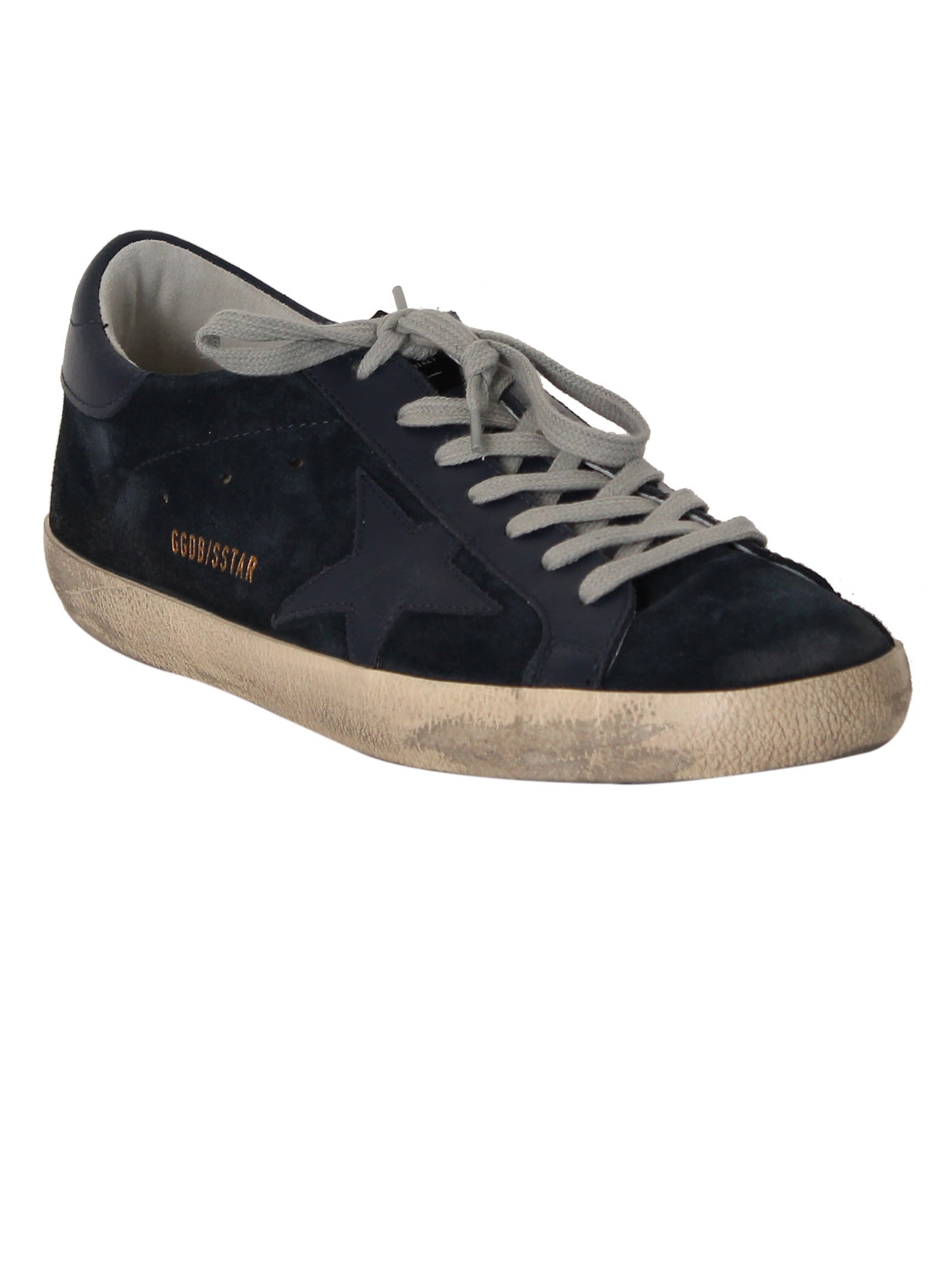 Golden Goose - Golden Goose Navy Suede Superstar Low Sneakers - Blue ...