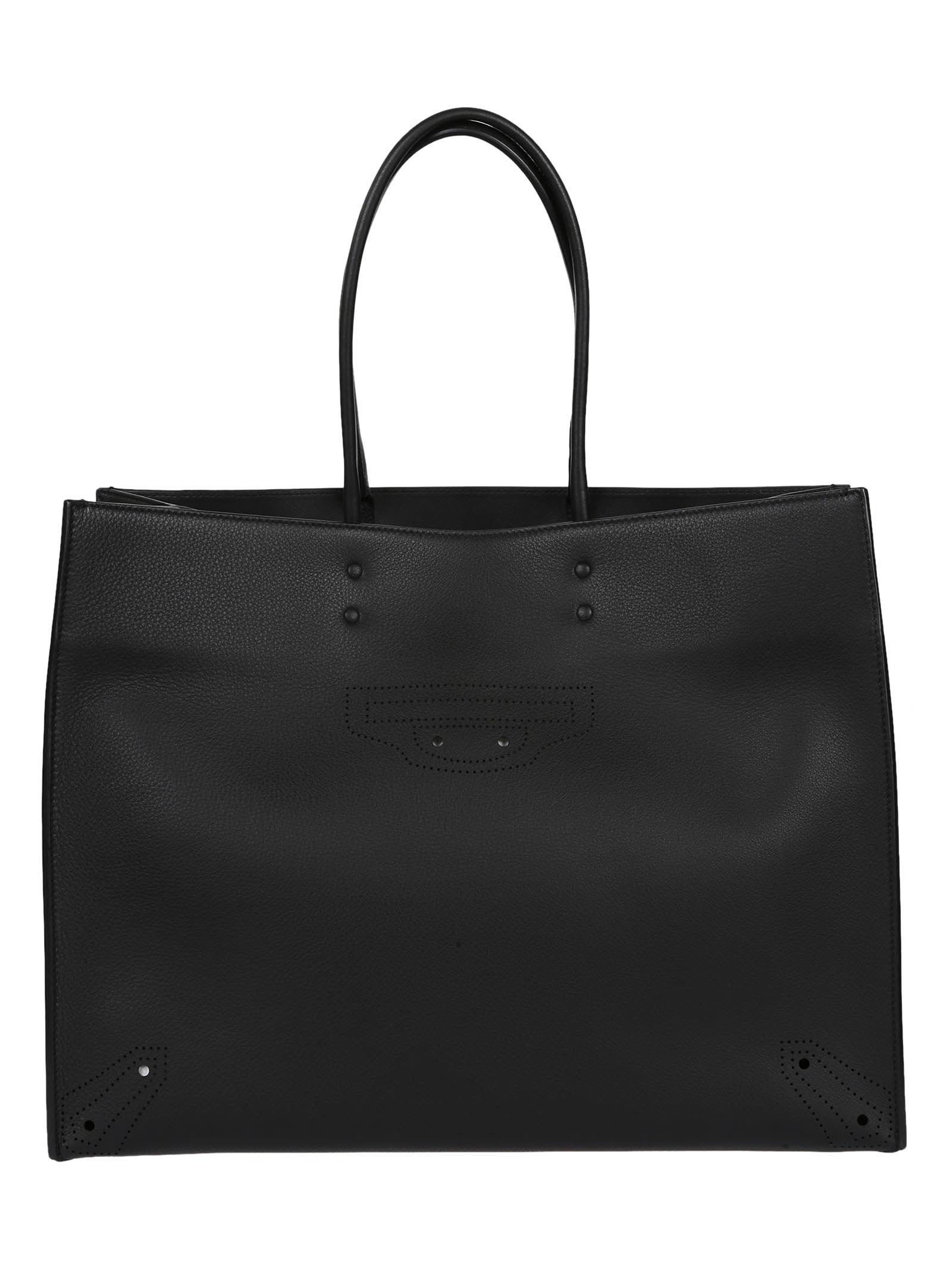 balenciaga papier blackout tote in noir