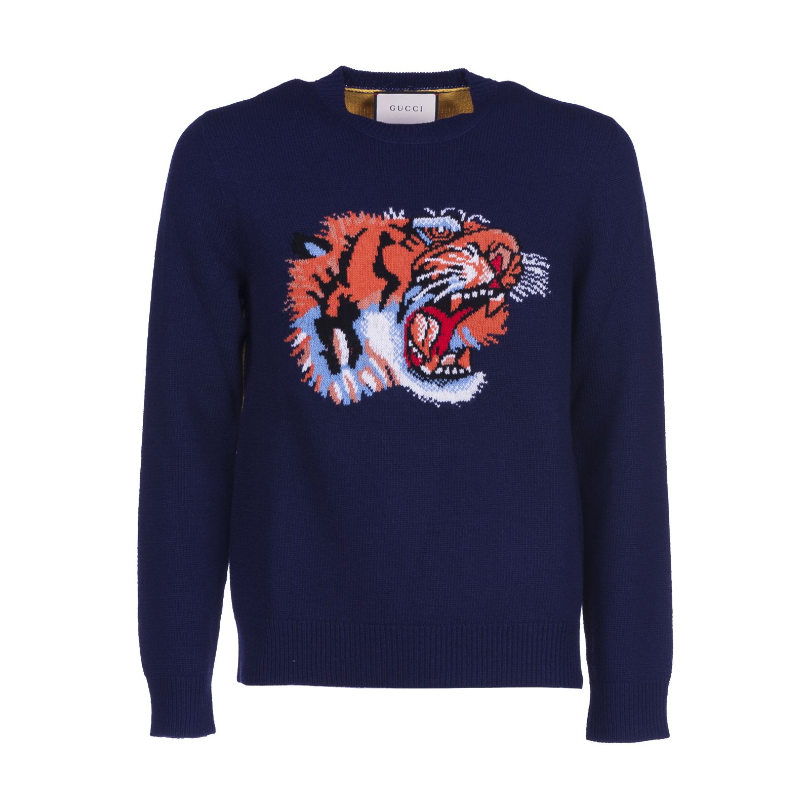 Gucci - Gucci Wool Sweater With Tiger Intarsia - BLUE - 474693X5T504956 ...
