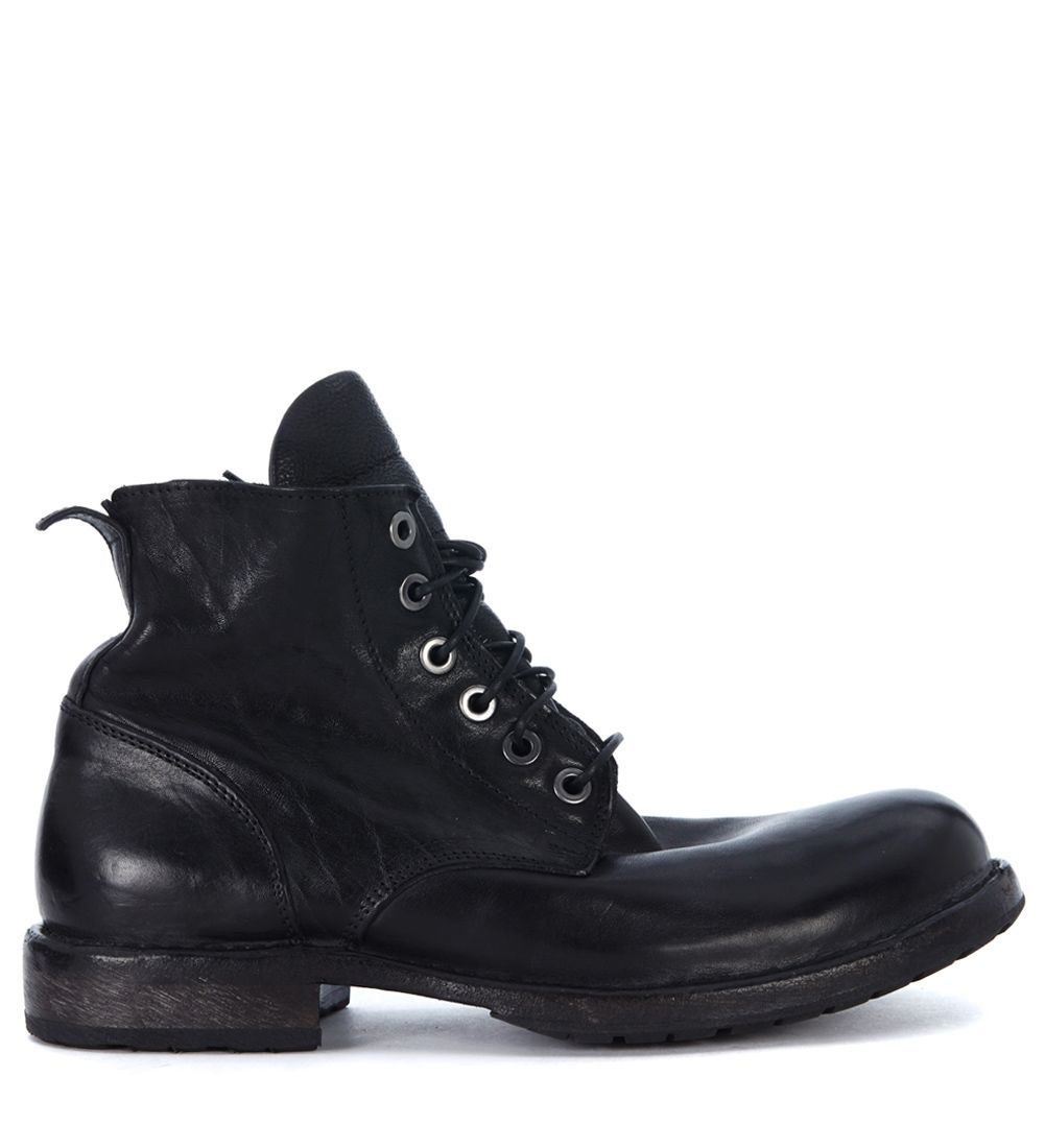 Moma - Moma Black Leather Ankle Boots - NERO, Men's Laced Shoes | Italist