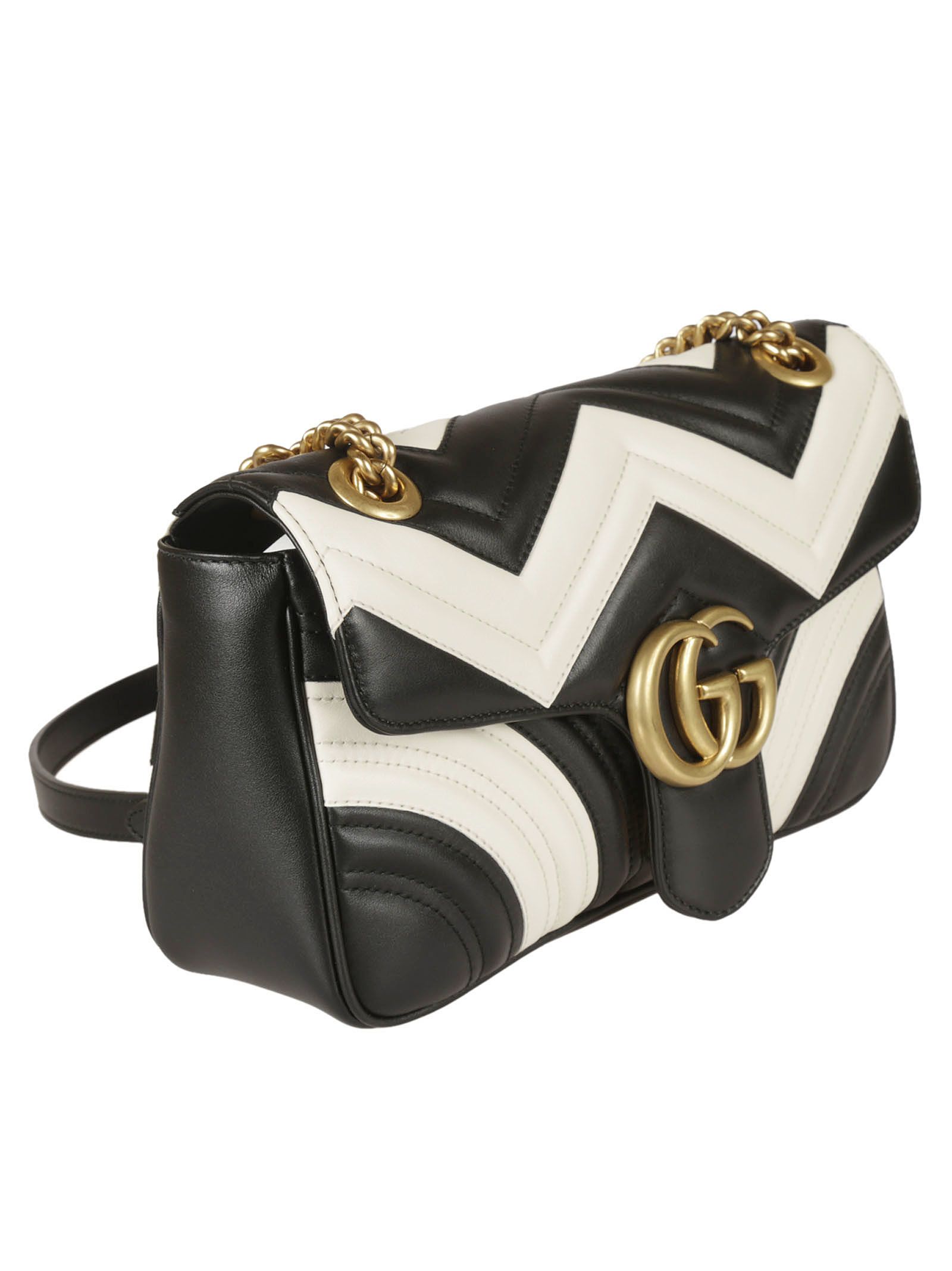 Gucci - Gucci Marmont Shoulder Bag - White/Black, Women&#39;s Shoulder Bags | Italist