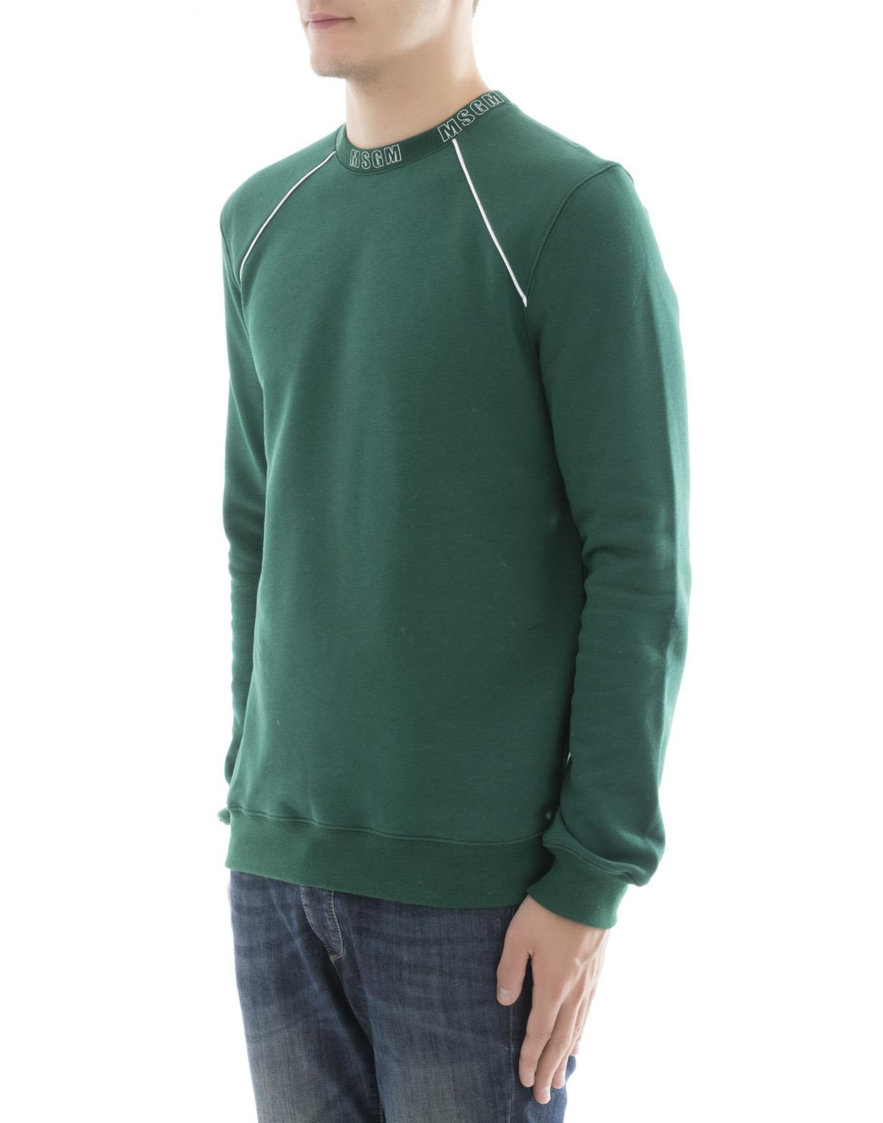 MSGM - Green Cotton Sweater - Green, Men's Sweaters | Italist