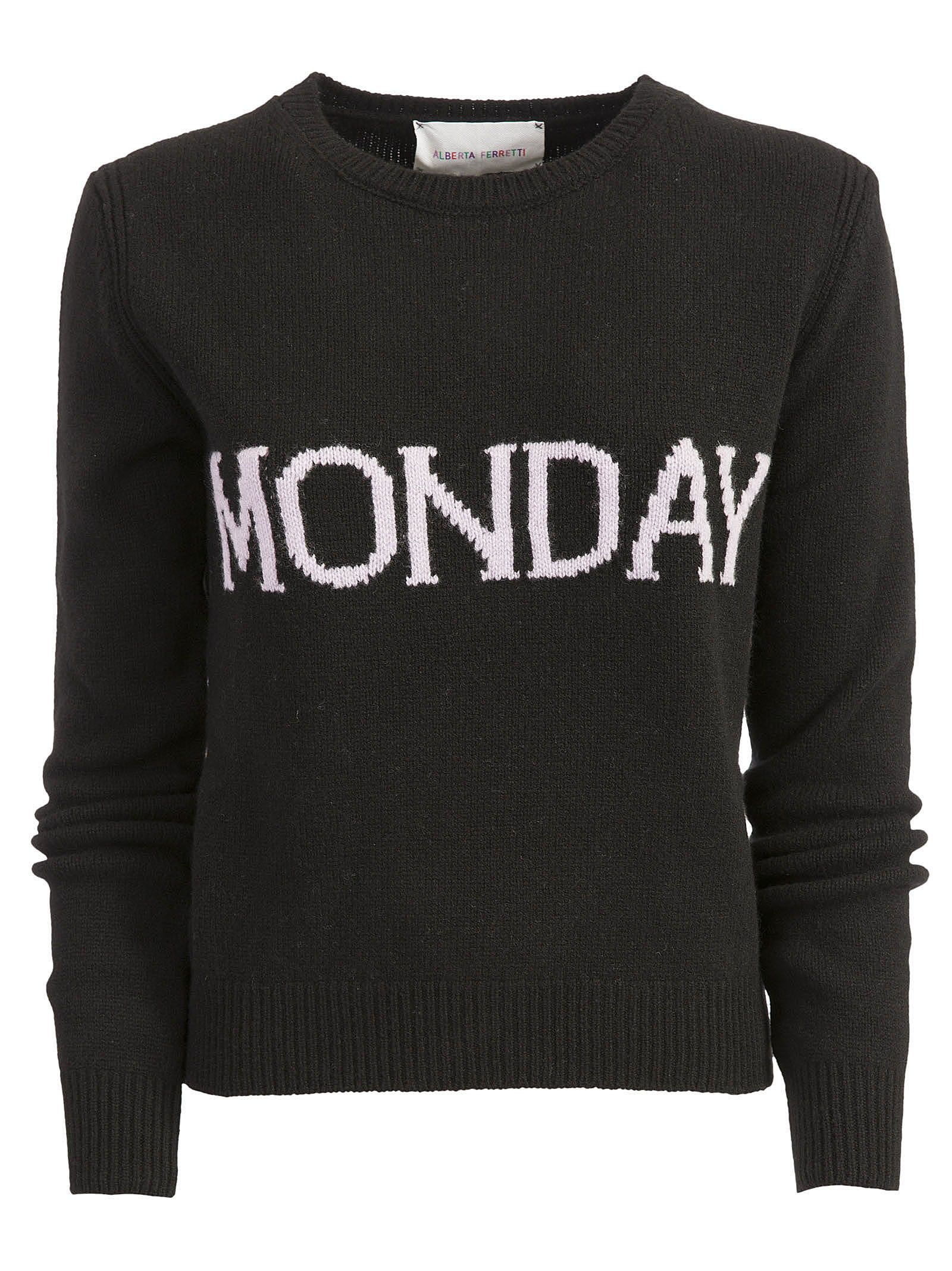 ALBERTA FERRETTI Monday Slim Wool & Cashmere Sweater in Black/Mauve ...
