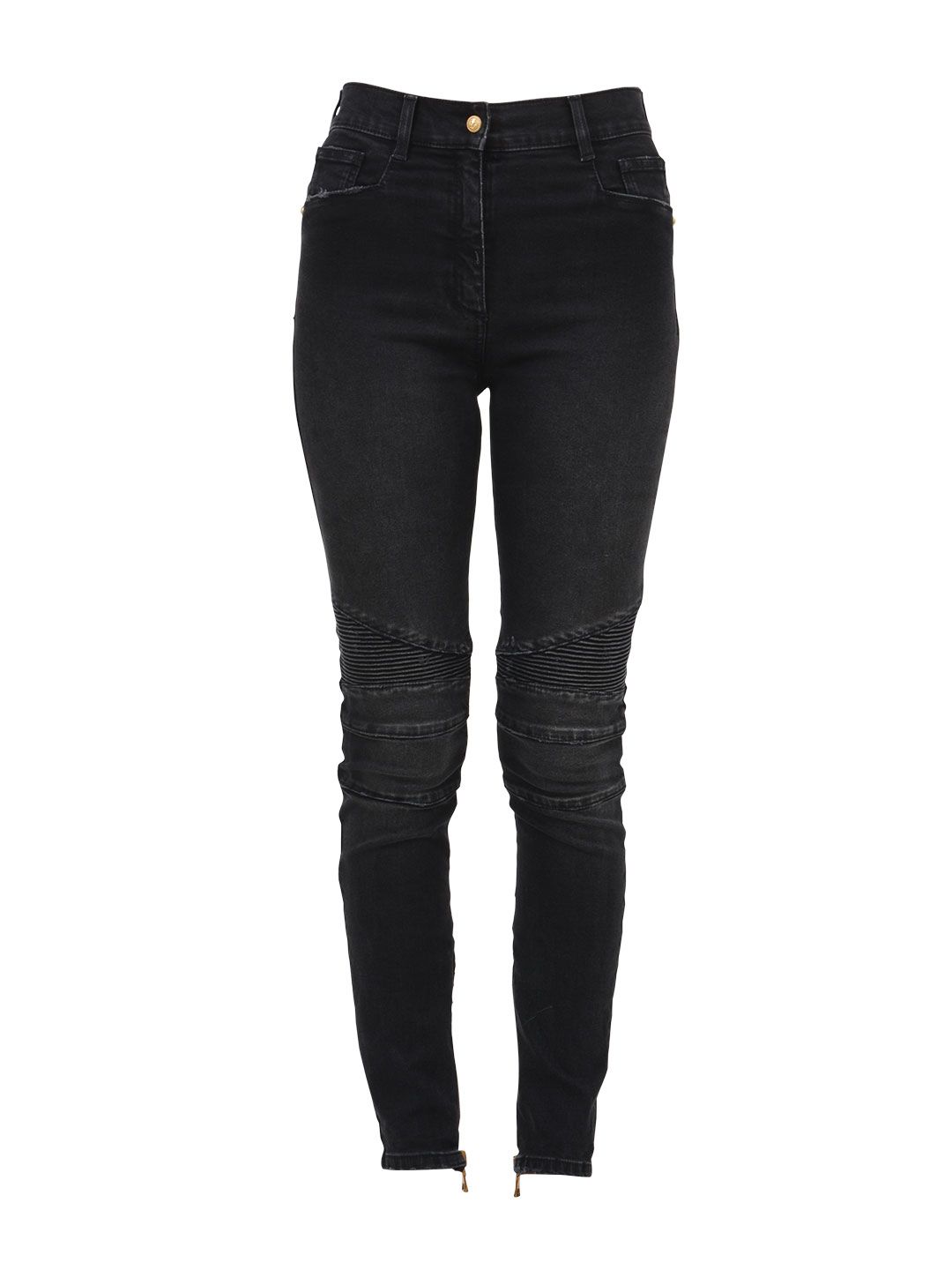 Balmain - Balmain Black Skinny Biker Jeans - Black, Women's Jeans | Italist