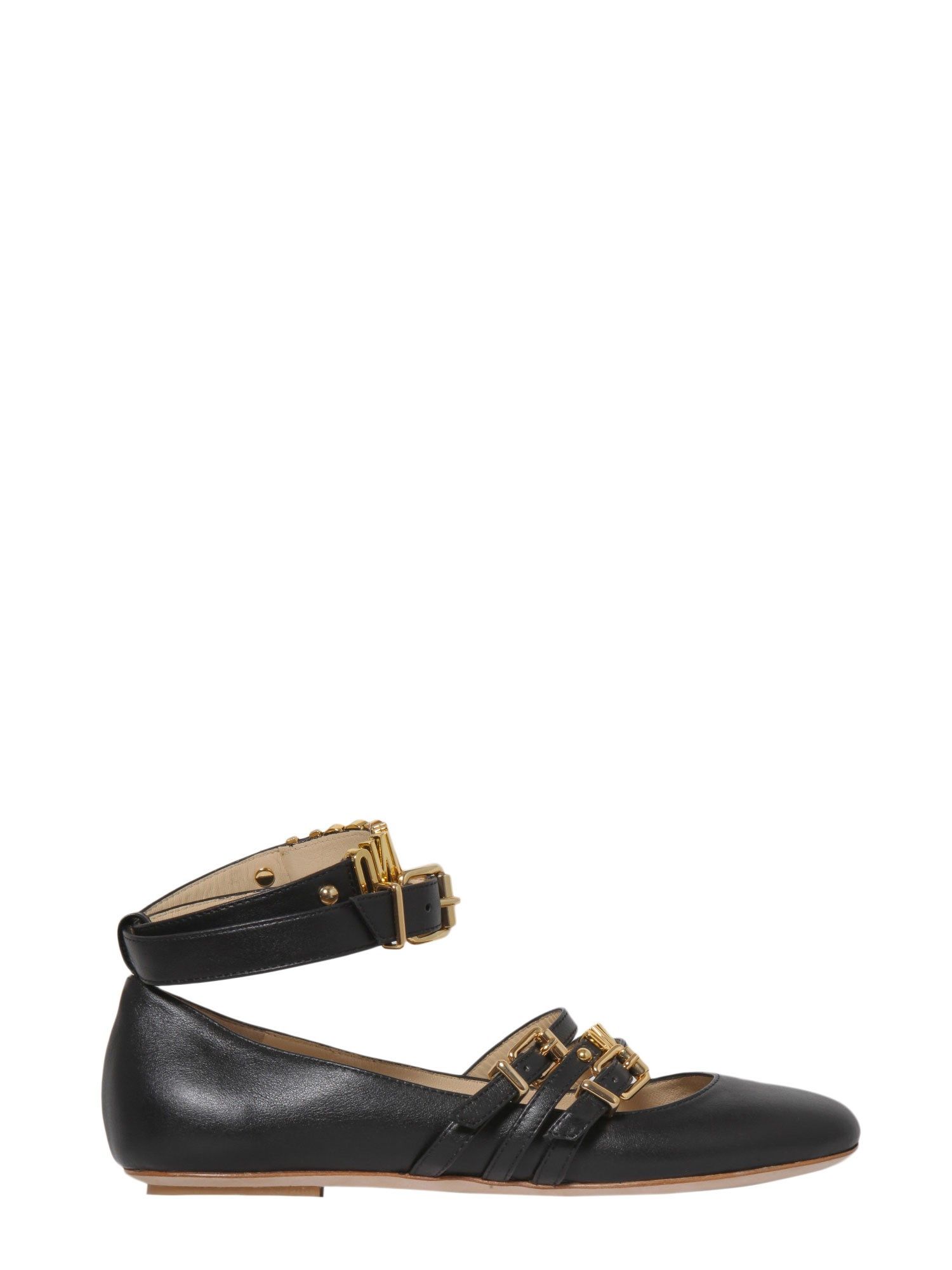 Moschino - Leather Flats - NERO, Women's Flat Shoes | Italist