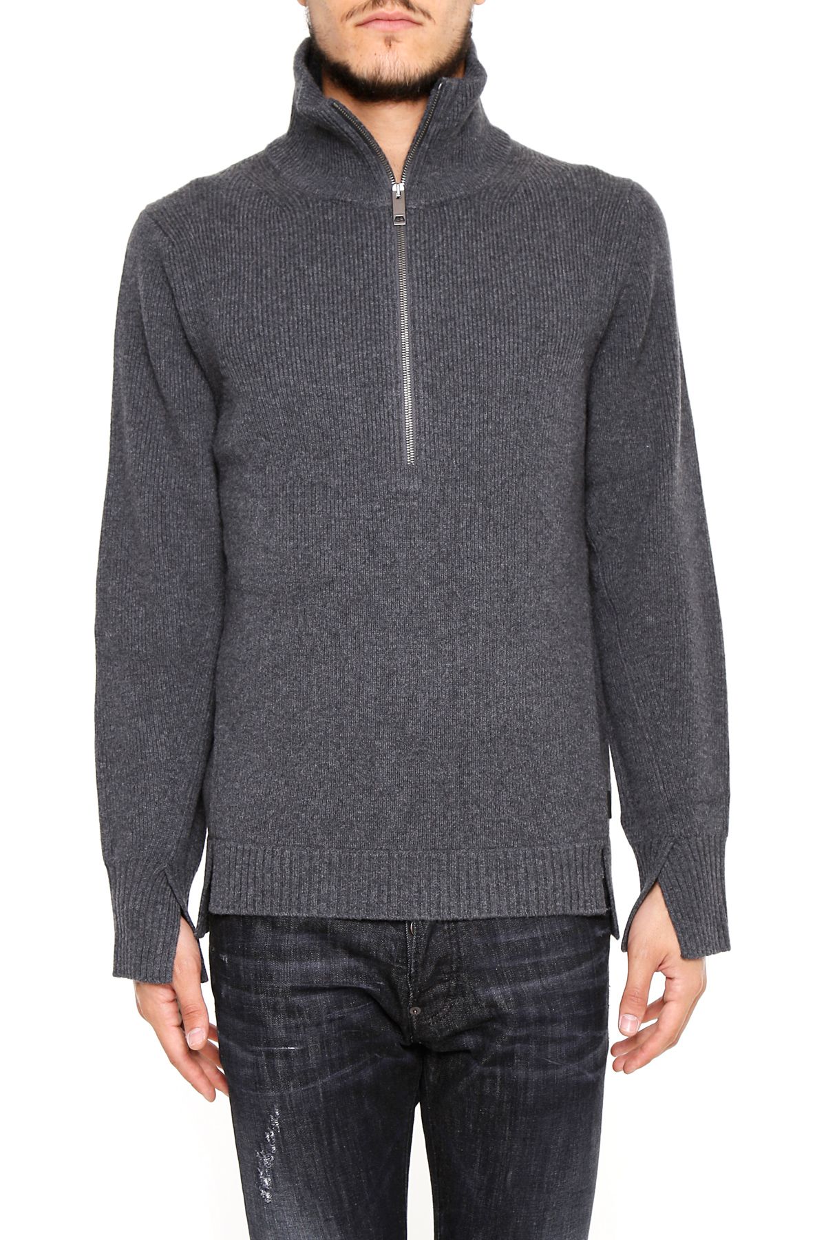 BURBERRY Farnborough Merino Wool Sweater in Mid Grey Melange | ModeSens