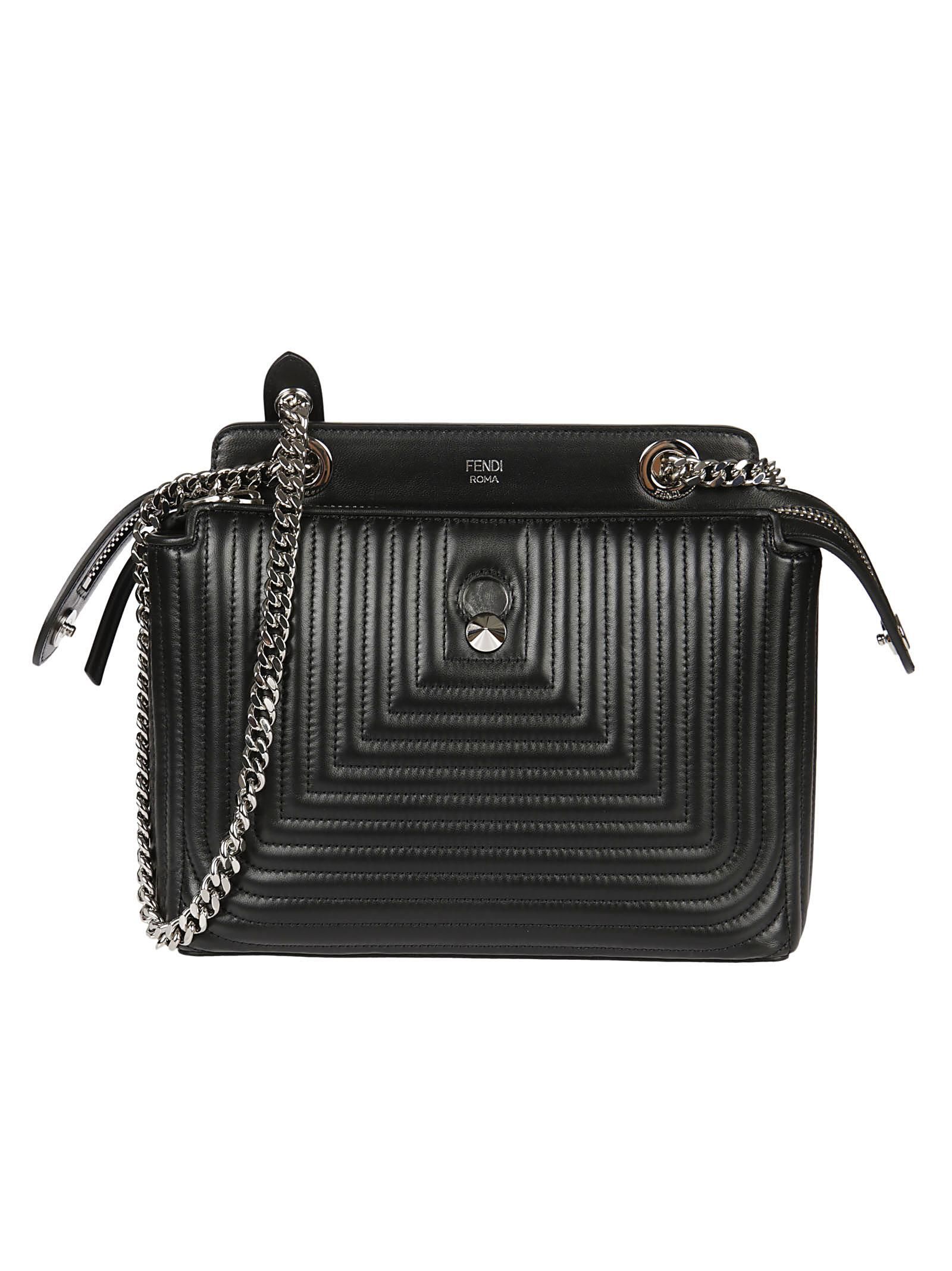FENDI Dotcom Click Small Quilted Leather Shoulder Bag in Black | ModeSens