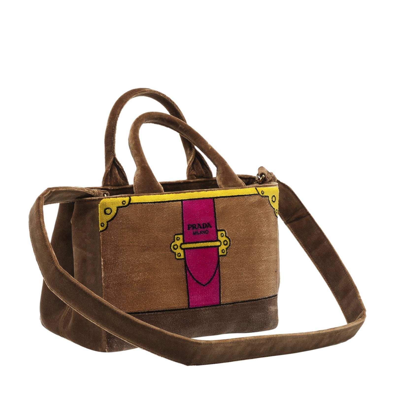 trompe loeil tote bag in camel