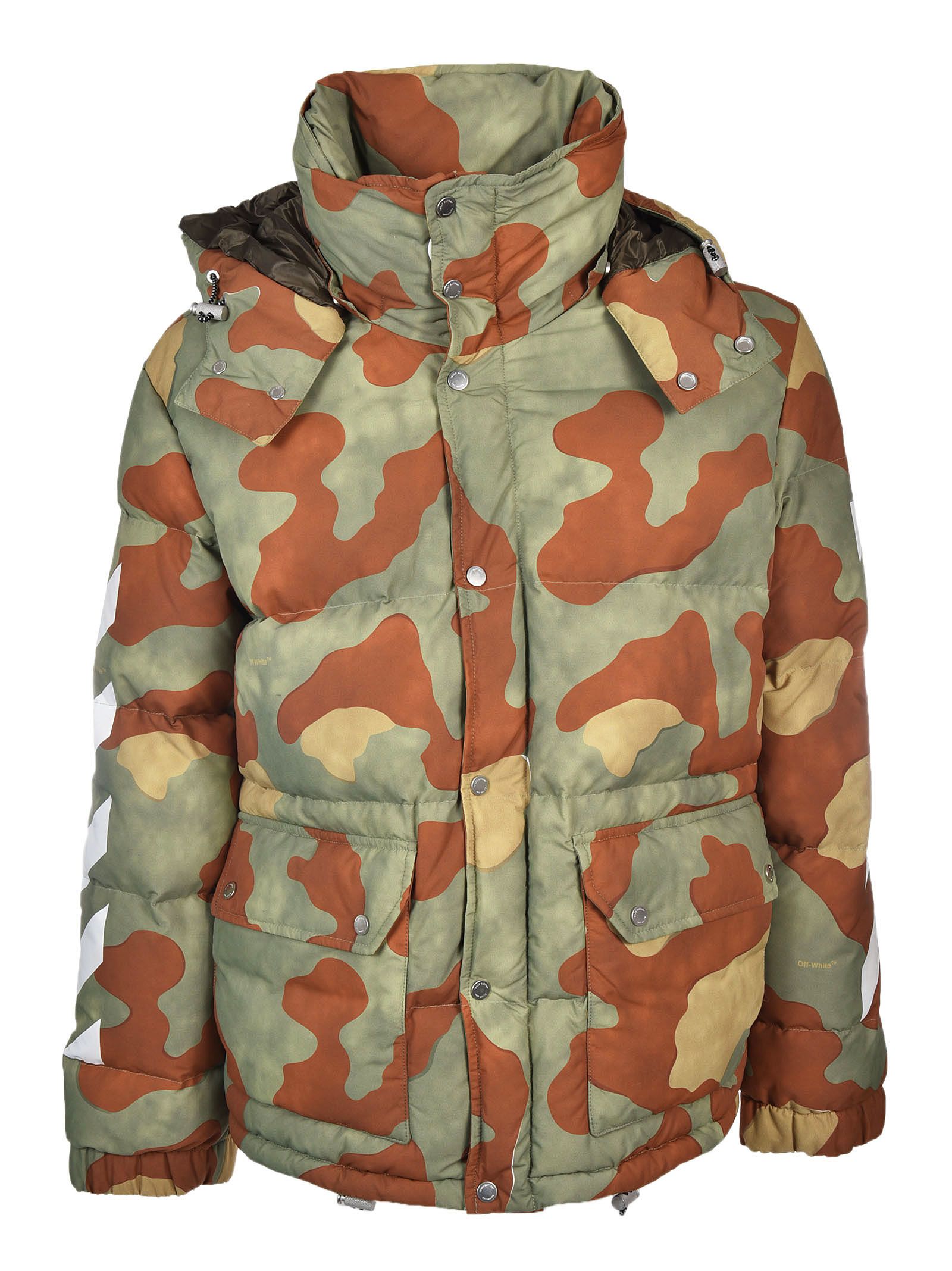 Off-White Camouflage-Print Quilted Down Jacket In All Over | ModeSens