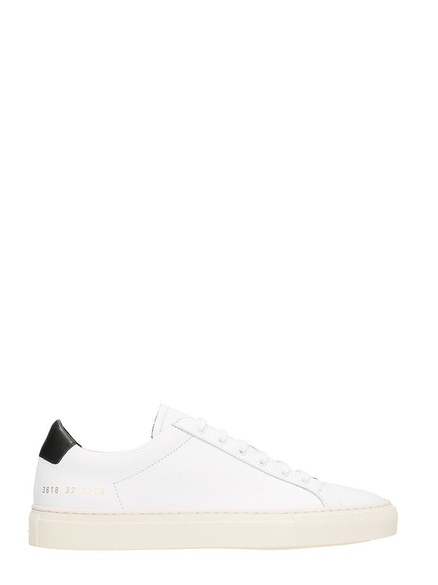 COMMON PROJECTS White Leather Silver Heel Retro Achilles Sneakers in ...