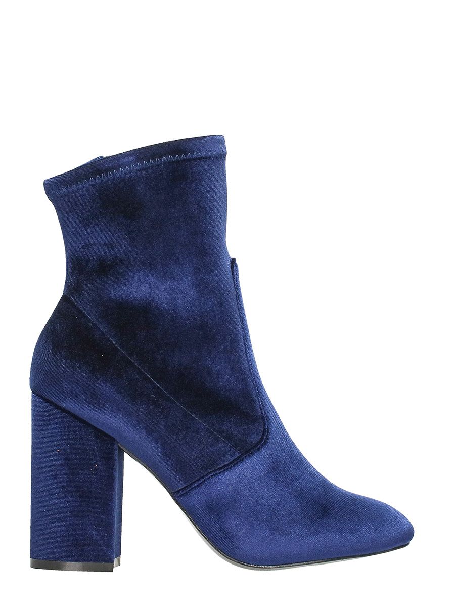 The Seller - The Seller Blue Velvet Ankle Boots - blue, Women's Boots ...