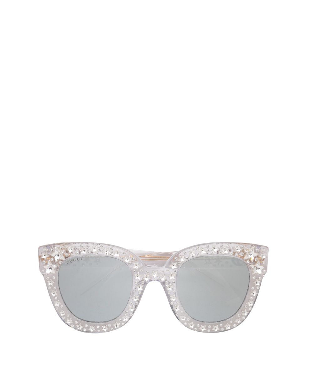 GUCCI Cat Eye Acetate Sunglasses With Stars in Argento | ModeSens