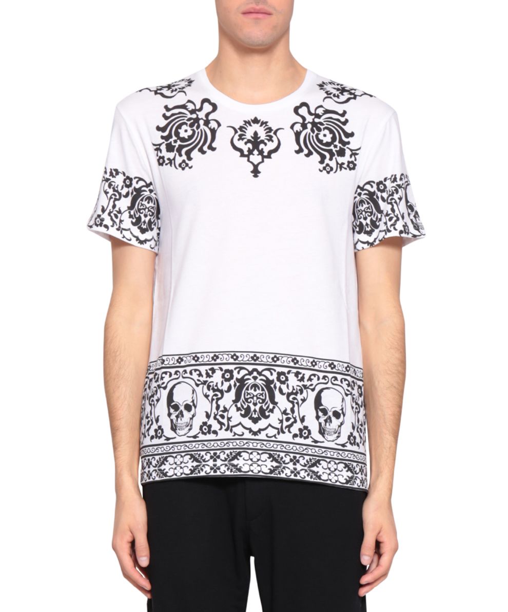 ALEXANDER MCQUEEN Skull & Floral Cotton Jersey T-Shirt, White/Black ...