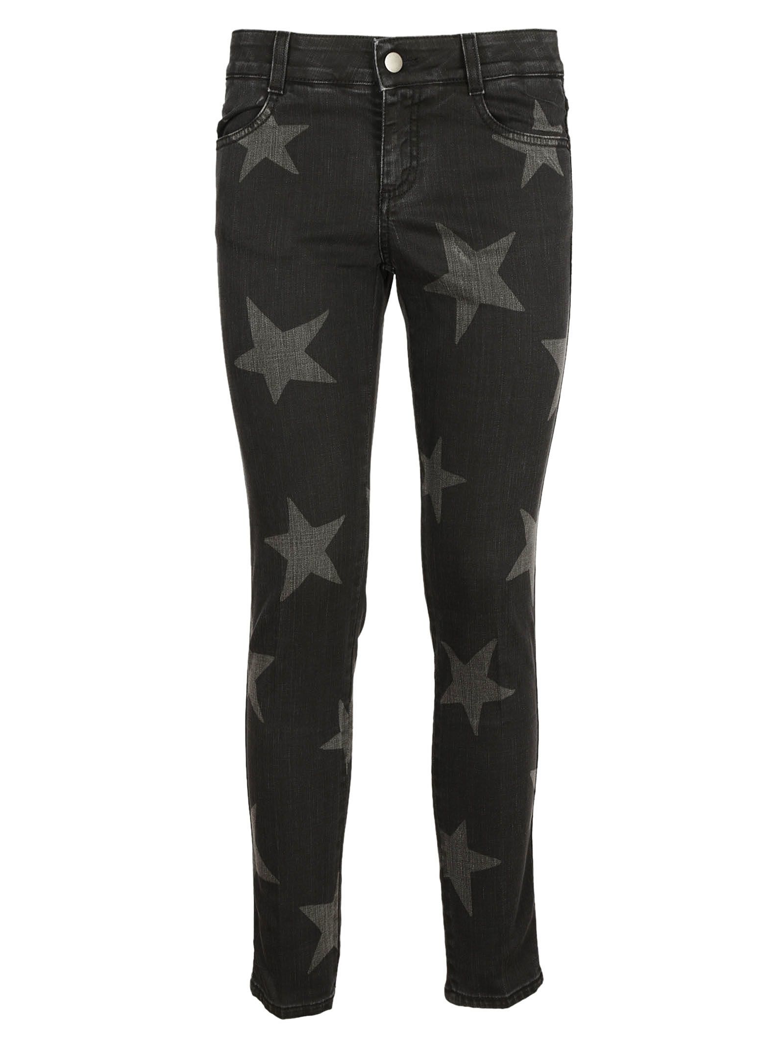STELLA MCCARTNEY Ankle-Grazer Star Print Skinny Jeans in Blk | ModeSens