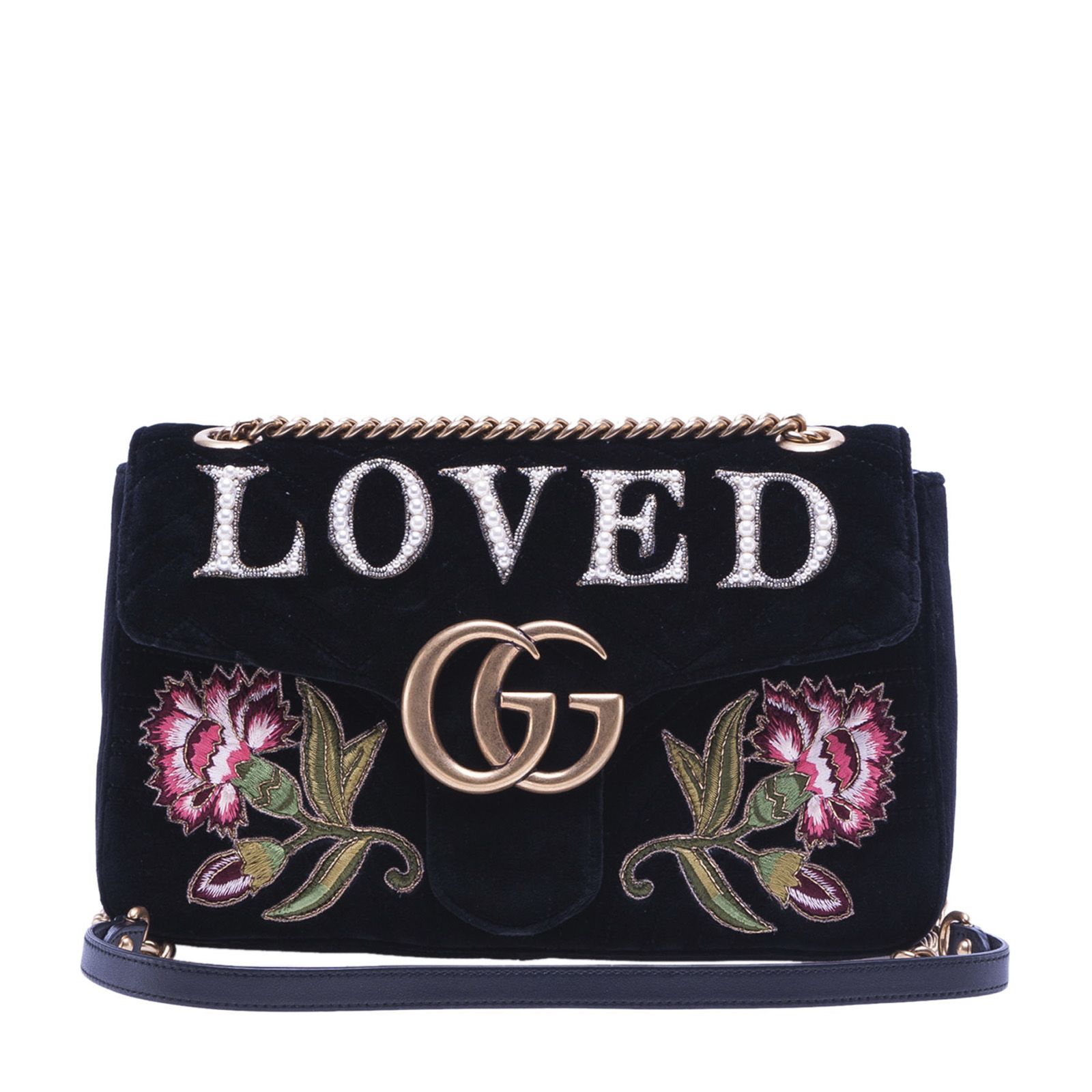 gucci embroidered shoulder bag